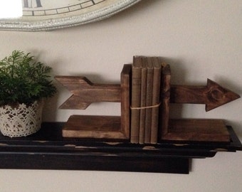 Arrow Bookends, Wooden Bookends, Nursery Decor, Rustic Bookends