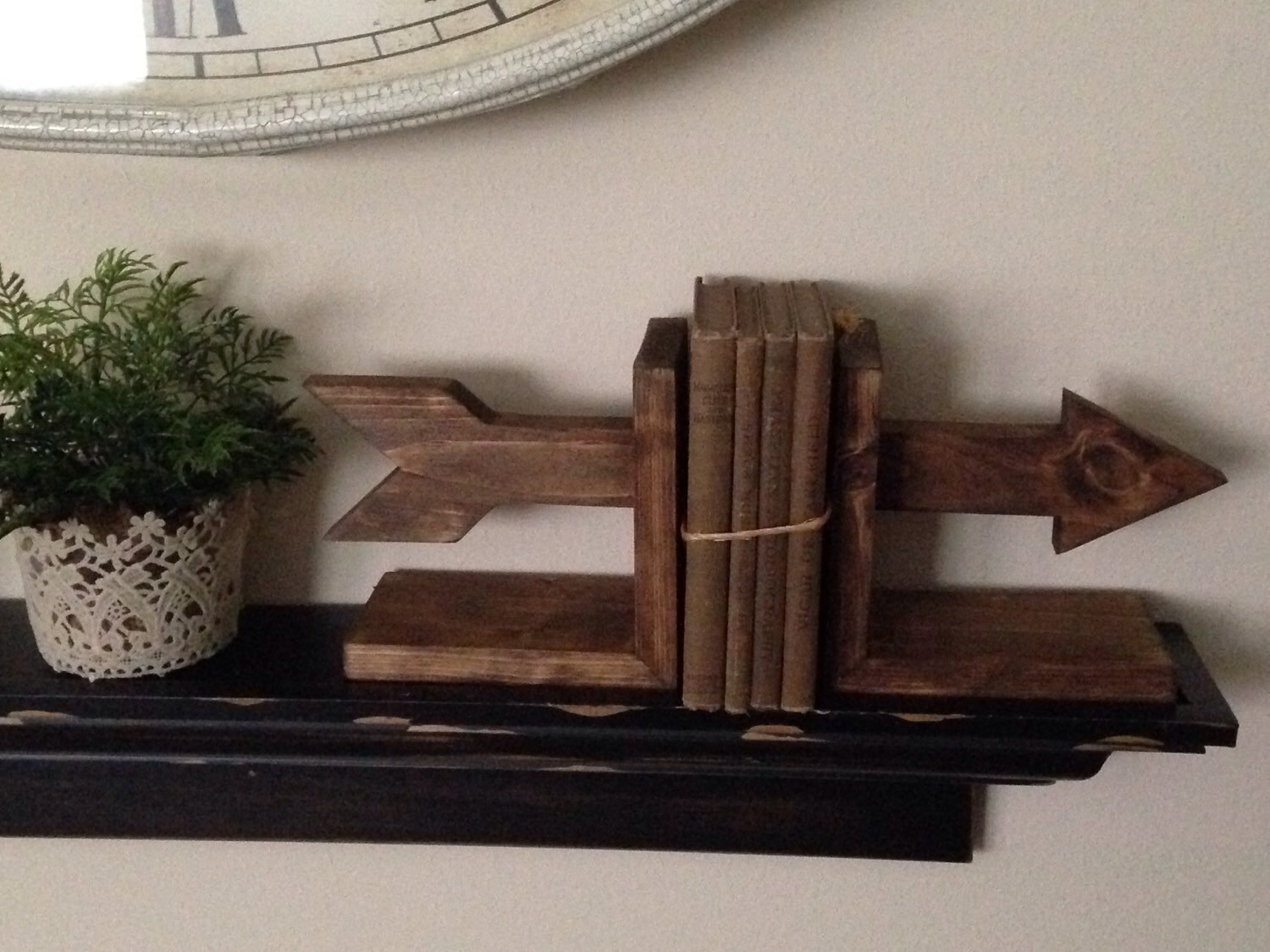 rustic wood bookends