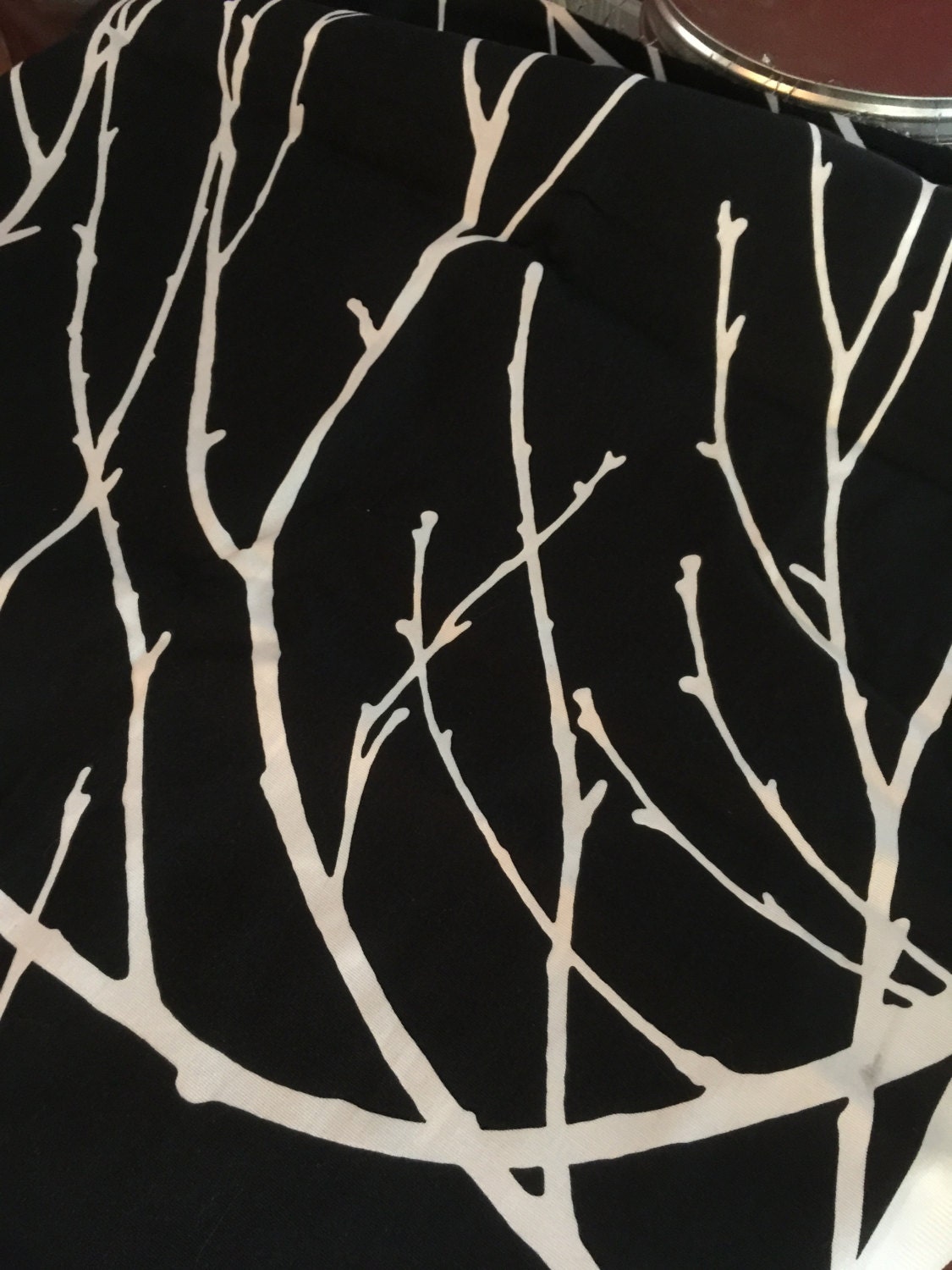 IKEA fabric black with white twig border print by AbsoluteModness