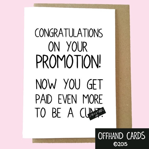 Items similar to Rude Promotion Card, New Job, Just Promoted Card ...