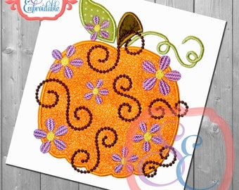 Daisy Swirl Pumpkin Applique Design For Machine Embroidery INSTANT DOWNLOAD