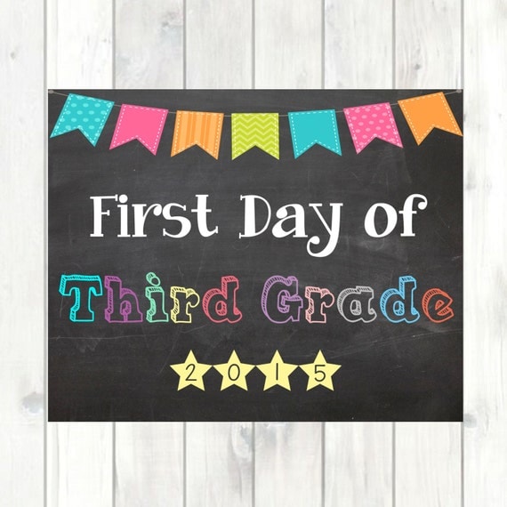 First Day of Third Grade Sign First Day of by PinkBirdieSupplies