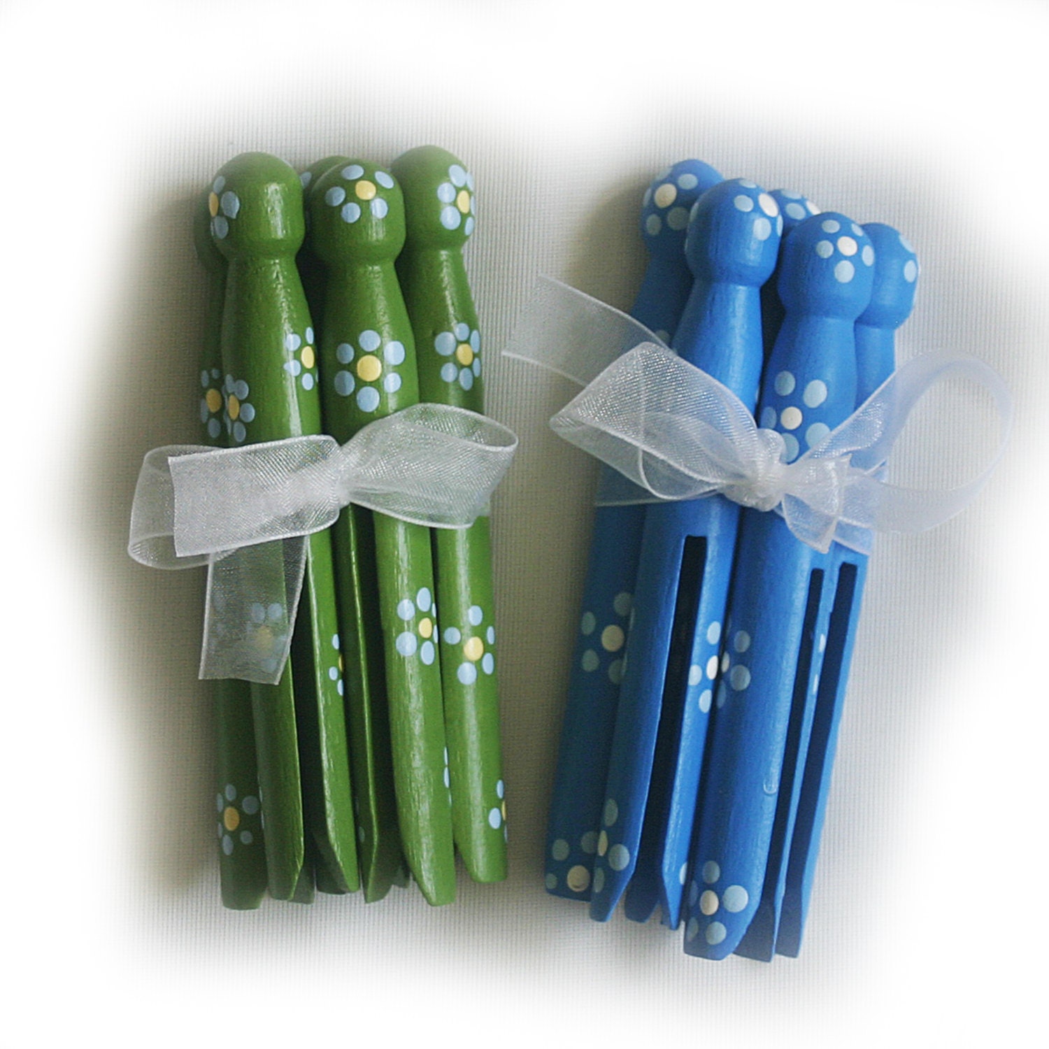 10 Flower Dolly Pegs Hand Painted Home Kitchen and by Troodlecraft