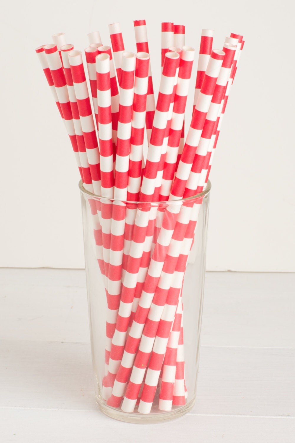 25 Wide Stripe Red and White Straws from CohassetPartySupply on Etsy Studio