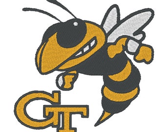 Georgia State Yellow Jackets Embroidery Design. 3 Hoop Sizes