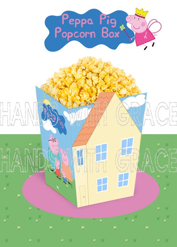 Printable popcorn box Peppa Pig by HandswithGrace on Etsy