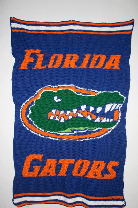 Crocheted Florida Gators Handmade Blanket/Afghan bedding. FREE