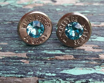 Bullet earrings, Bullet jewelry, Earrings, Stud earrings, 9mm, 38spl (nickel)