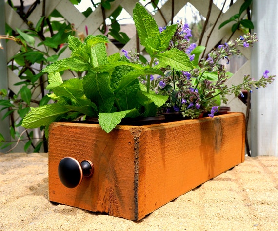 Cedar Herb Planter Box Indoor Planter Window by TimberlaneGardens