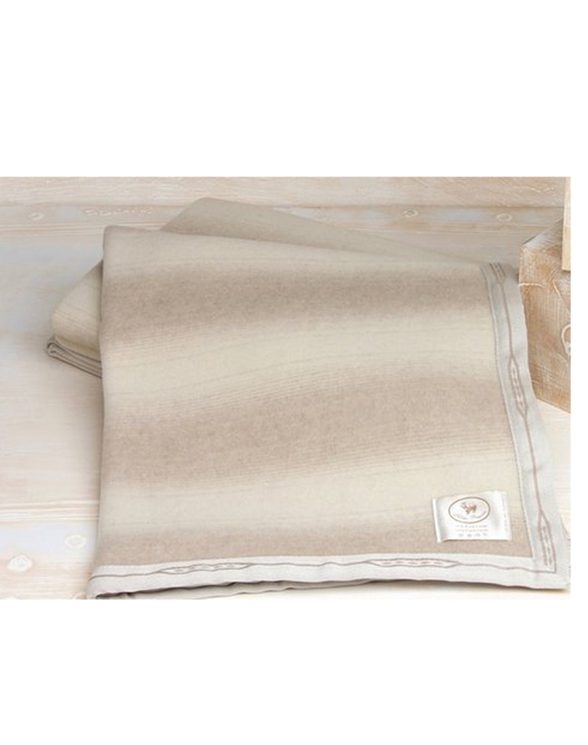 King size WINTER CASHMERE and Wool BLANKET with light stripes