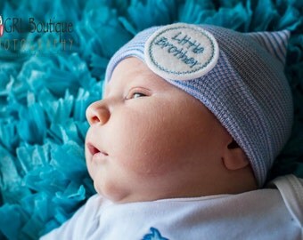Newborn boy hospital hat, little brother hat, boy coming home outfit, newborn boy hat, boy beenie, boy hospital beanie, infant boy hat