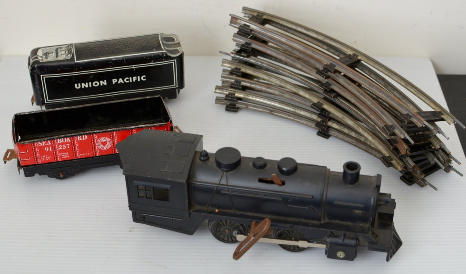 Vintage Marx Tin Toy Wind Up Train Set Engine Cars Tracks | Hot Sex Picture