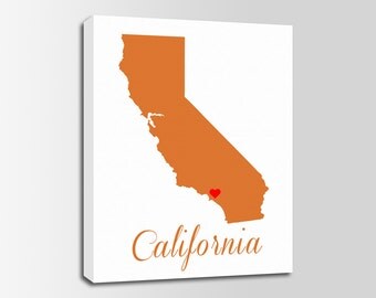 California Canvas Print, California Map, California Print, State Wall Art, Personalized Home Town Art, Wall Decor, Nursery, USA