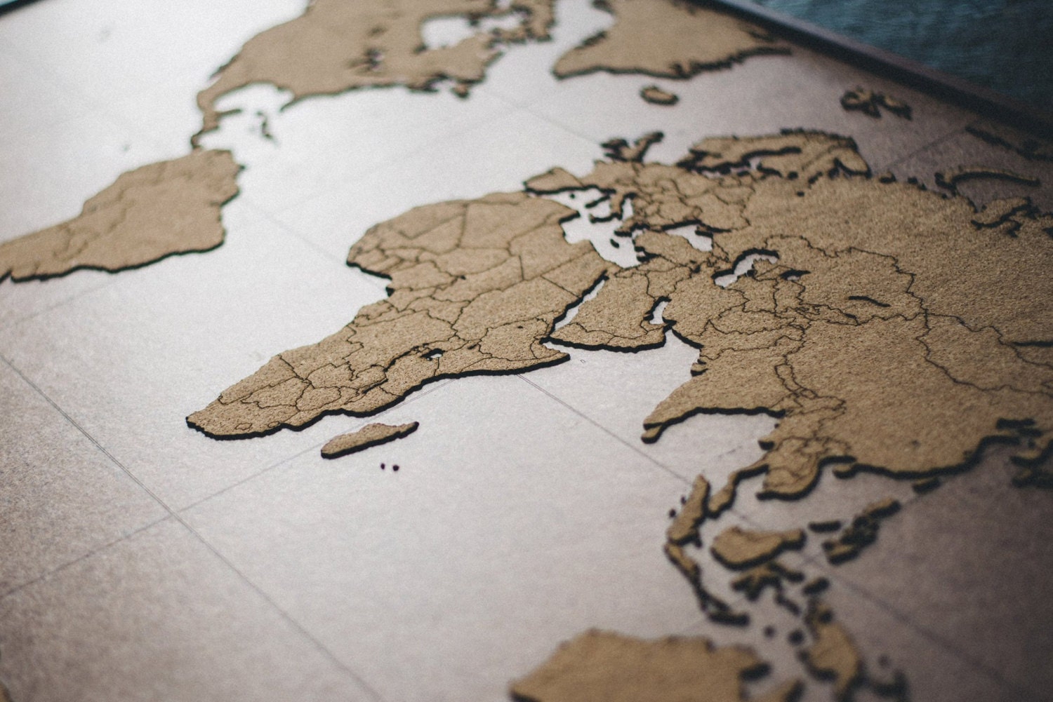 Download BIG Lasercut and Handmade Cork World Map Wall Art with Wood