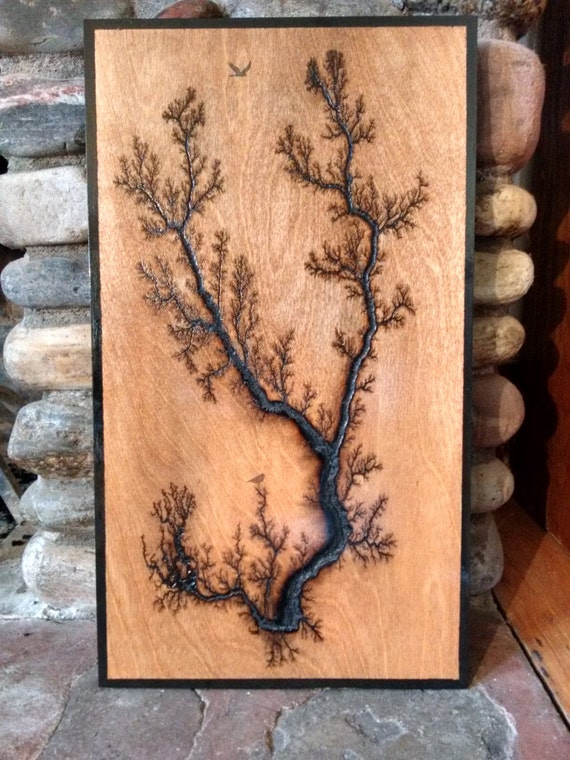 Electricaly Engraved Wooden Lichtenberg Figure Fractal Pattern