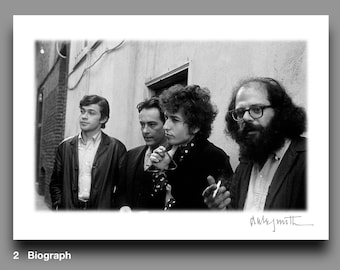 Biograph: Bob Dylan Blank Greeting Card, Allen Ginsberg, Michael McClure, Robbie Robertson, 1965, Rare, Vintage, Signed Print, Collectable