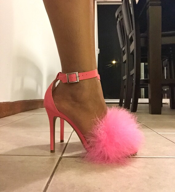 marabou kitten heels