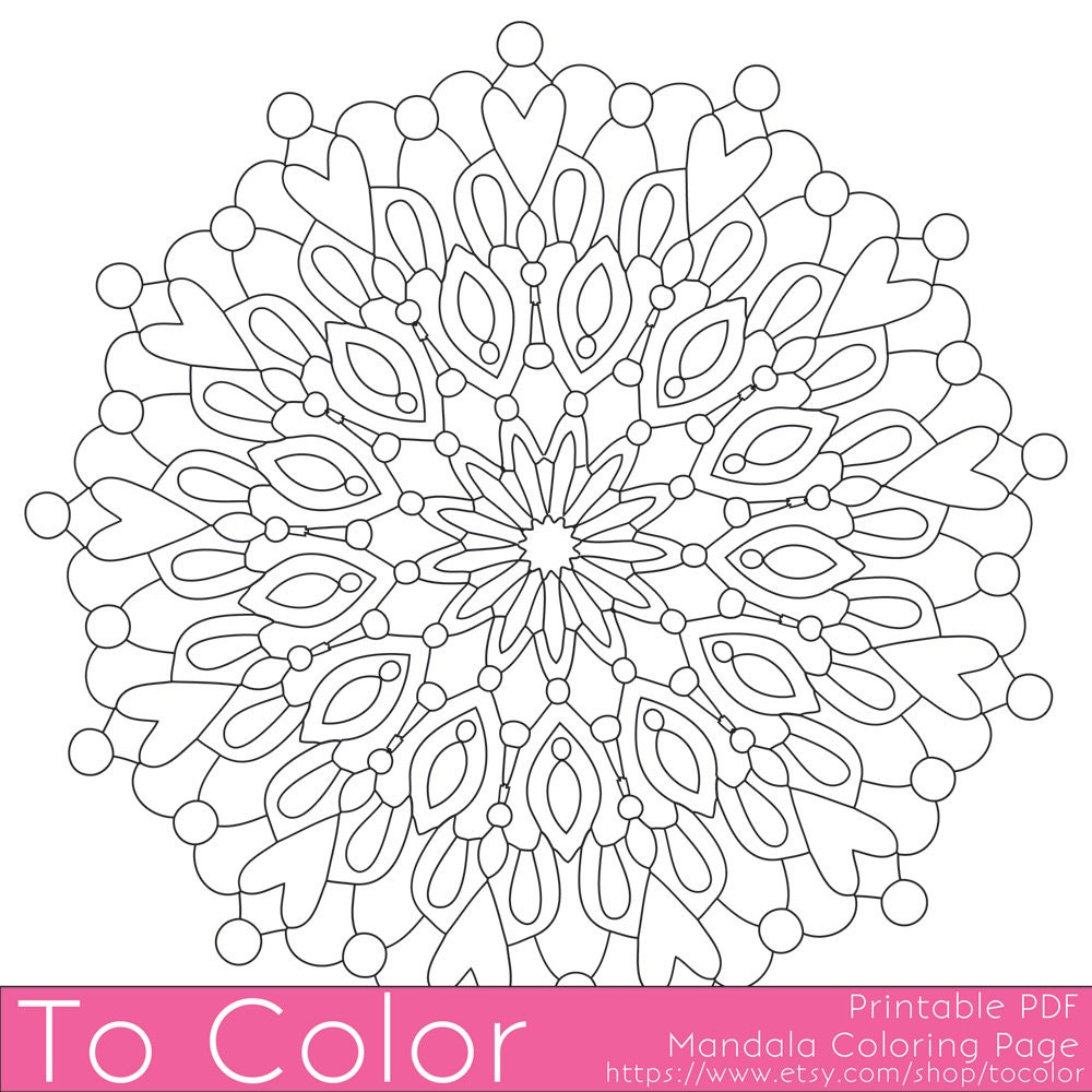 Printable Coloring Pages for Adults Mandala Pattern PDF by ToColor