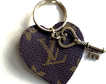 Louis Vuitton heart shaped Keychain upcycled from authentic Louis Vuitton luggage