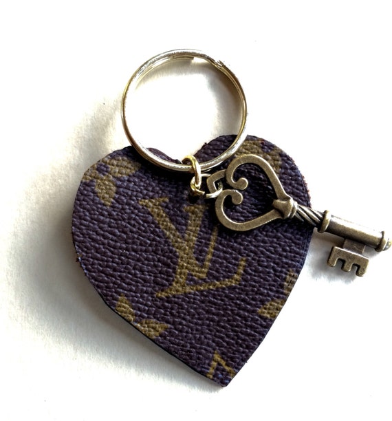 Louis Vuitton heart shaped Keychain upcycled from authentic