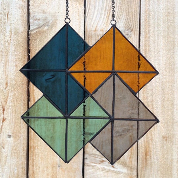 Items similar to Stained Glass Card Trick 4 Square Design on Etsy