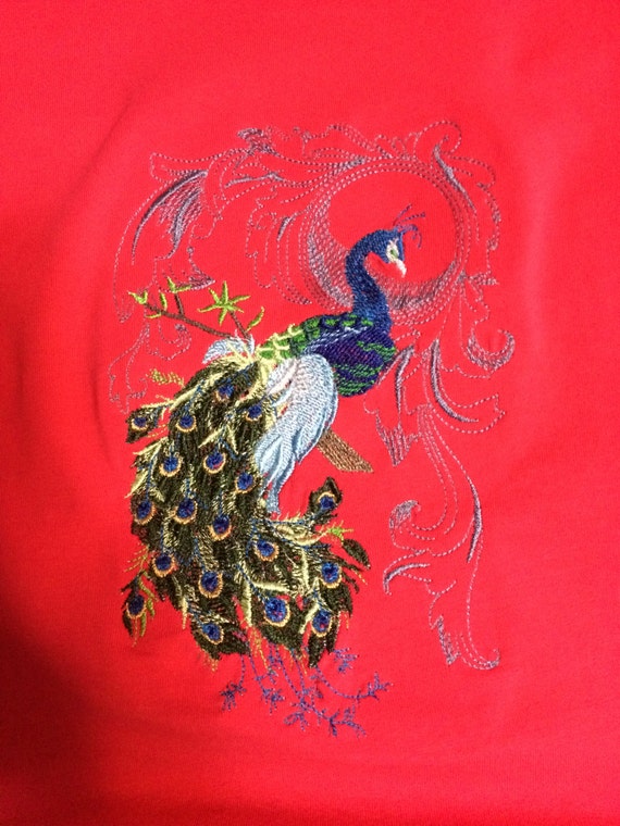 Peacock embroidered shirt custom made