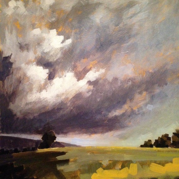 Stormy Skies Abstract Landscape Acrylic By ShawneeMillsArt On Etsy