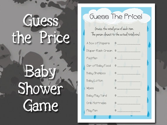 Items similar to Baby Shower Game, Guess The Price, PDF ...