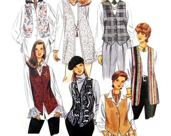 1994 McCall's 7276 Misses' Set of Unlined Vests / Overcoats With Front and Length Variations Sewing Pattern Size XS-M