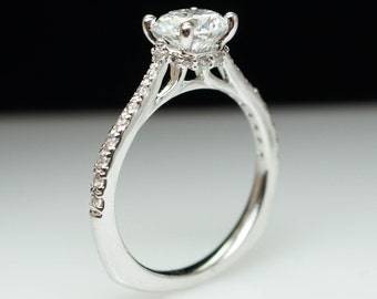 Custom Vintage Style Bridal Set Solitaire Diamond Engagement