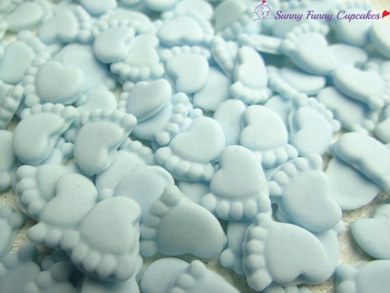 30 essbar baby füÃe blau cupcake dekoration von sunnyfunnycupcakes