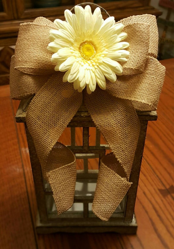 Rustic Burlap Bow with Flower