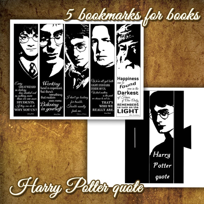 harry potter quotes gift set 5 bookmarks diy bookmarks set