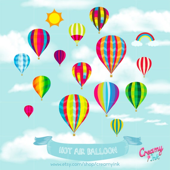 Hot Air Balloon Party Digital Vector Clip art / Hot Air Balloon ...