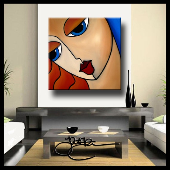 Believe In It - Original Abstract painting Modern pop Art large Woman Canvas Print by Fidostudio