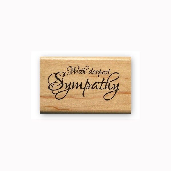 With Deepest Sympathy Mounted rubber stamp fancy script