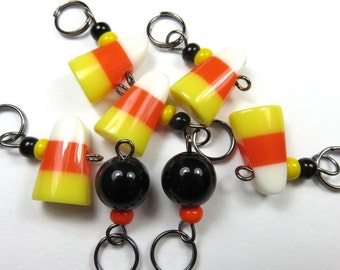 Hand Made Stitch Markers -- Candy Corn