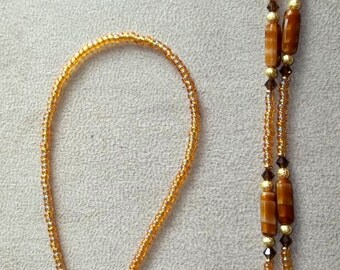 Amber and Topaz Tube Beads Eyeglass Chain Holder