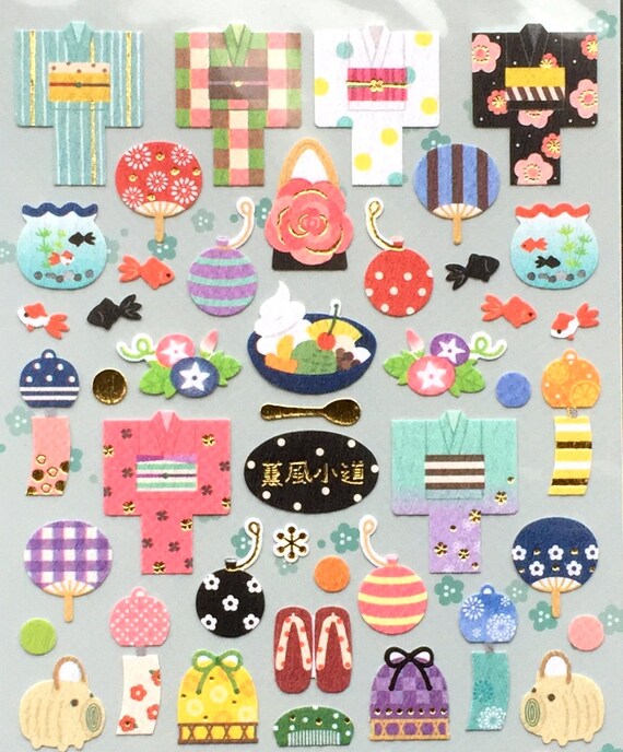 cute japanese stickers summer theme chiyogami paper stickers