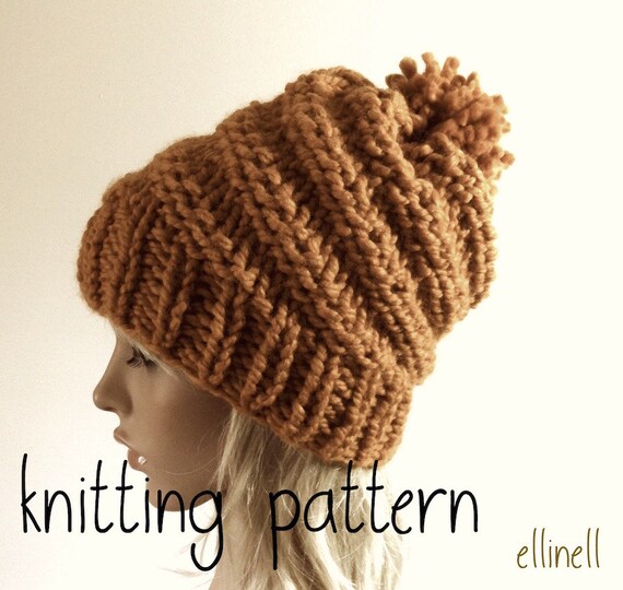 Knitting Hat Pattern Spiral Hat Chunky Hat Slouchy by ellinell