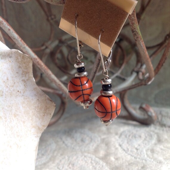 Basketball earrings basket ball jewelry Shoot who does not want team