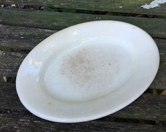 Antique Vintage Chester Hotel China Creamy White Ironstone Well Loved Platter