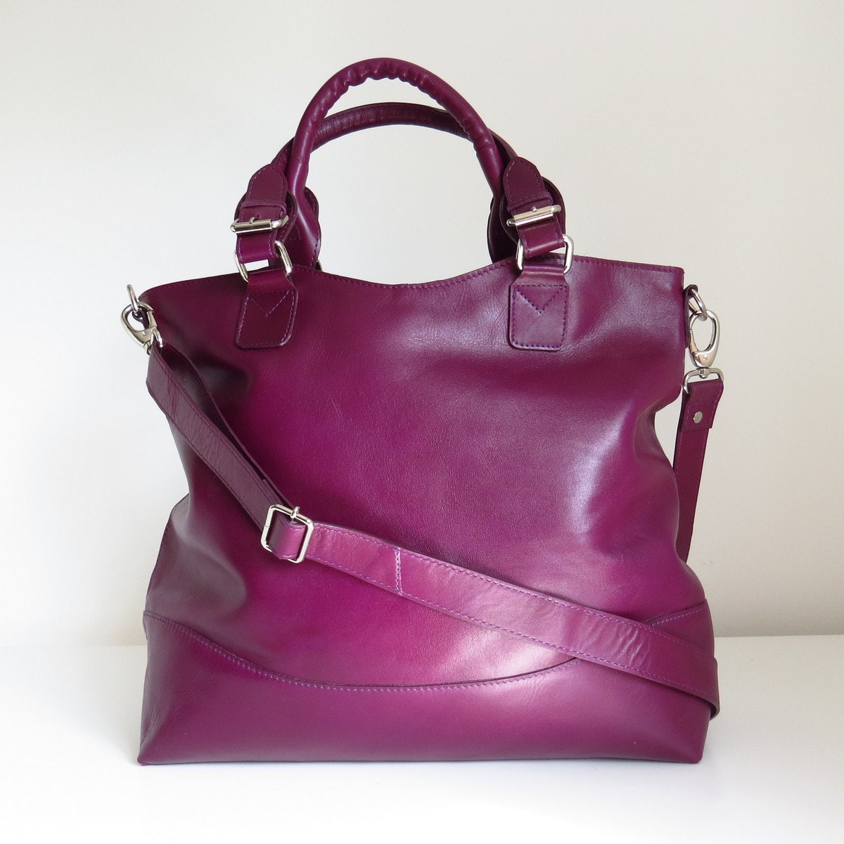 Purple Leather Tote Leather Purse Purple by TheLeatherStore