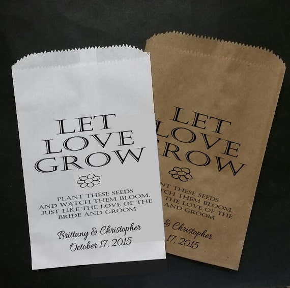 Let LOVE Grow Seed wedding 5x7 FAVOR BAG shower wedding favor