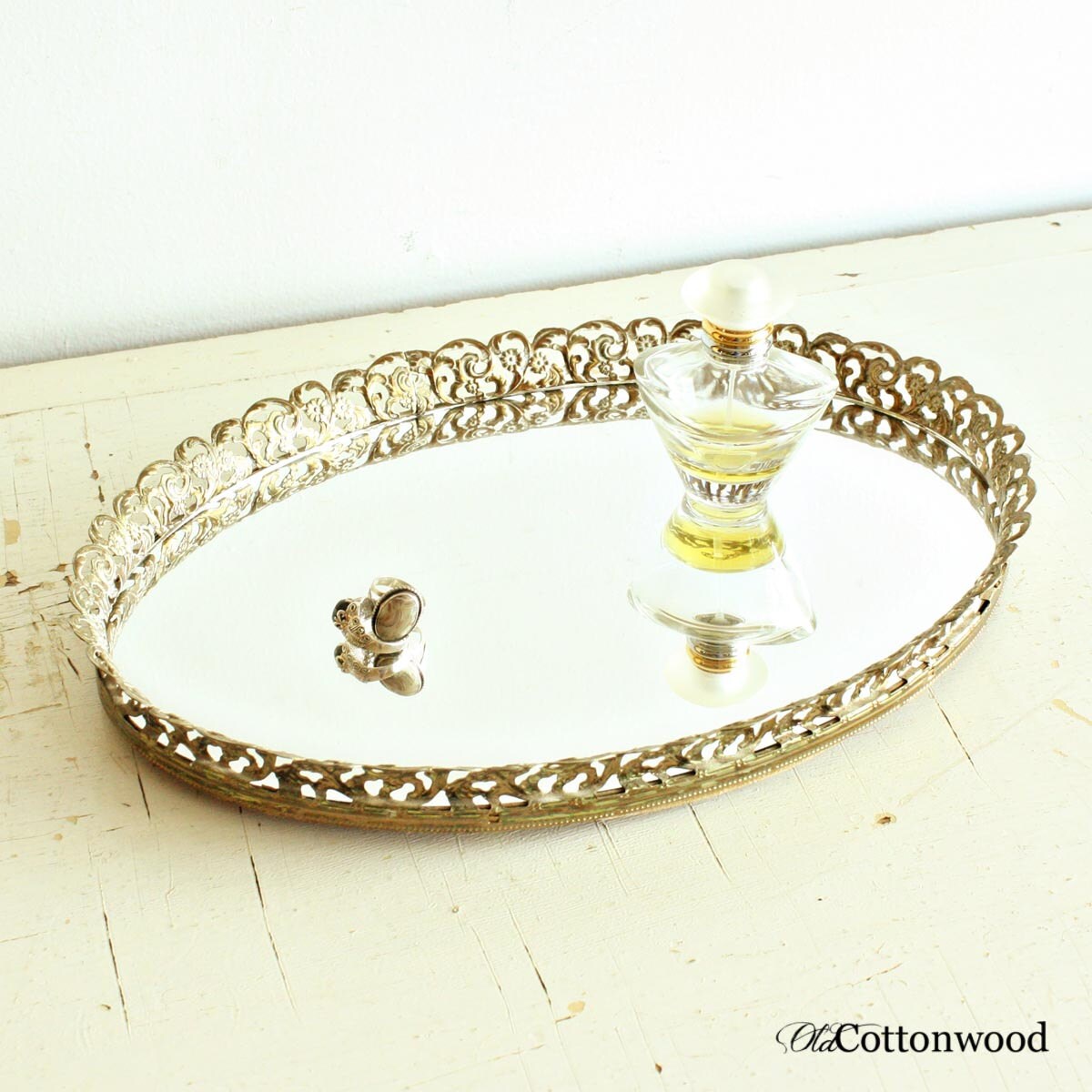 Vintage mirror tray perfume tray jewelry tray vanity