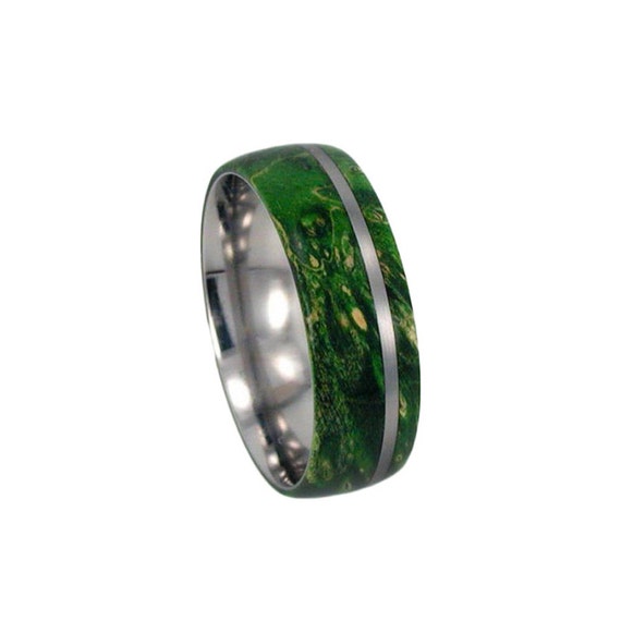 Waterproof wood Titanium Ring with Box Elder by jewelrybyjohan