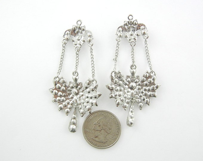 Pair of Rhinestone Floral Chain Drop Charms