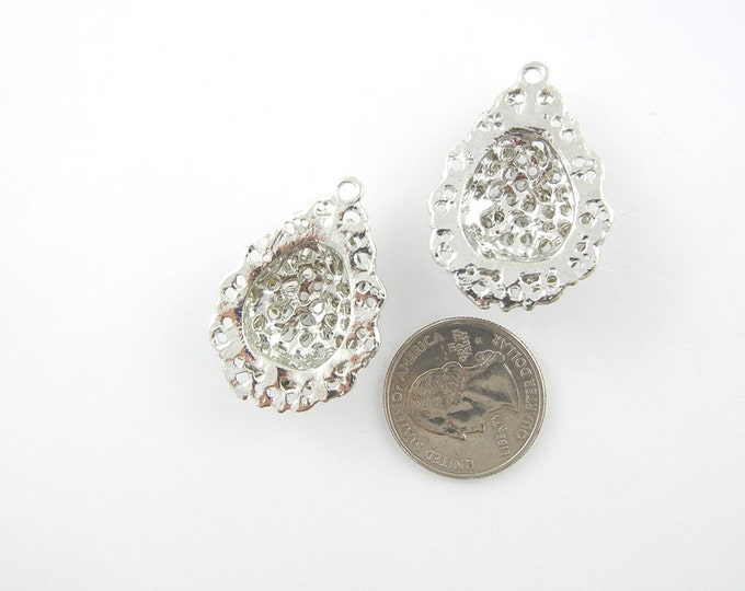 Pair of Teardrop Shaped Domed Rhinestone Charms