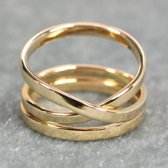 Solid Gold Infinity Ring Plus One 14K Yellow Gold 2mm