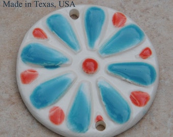Handmade Pottery Bead with BOHO flower Design